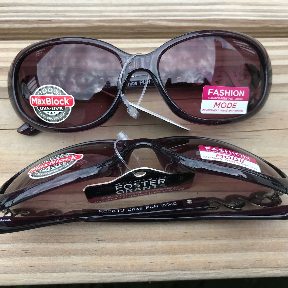Lot of 2 Sunglasses Foster Grant Women Purple Eye - Picture 8 of 8